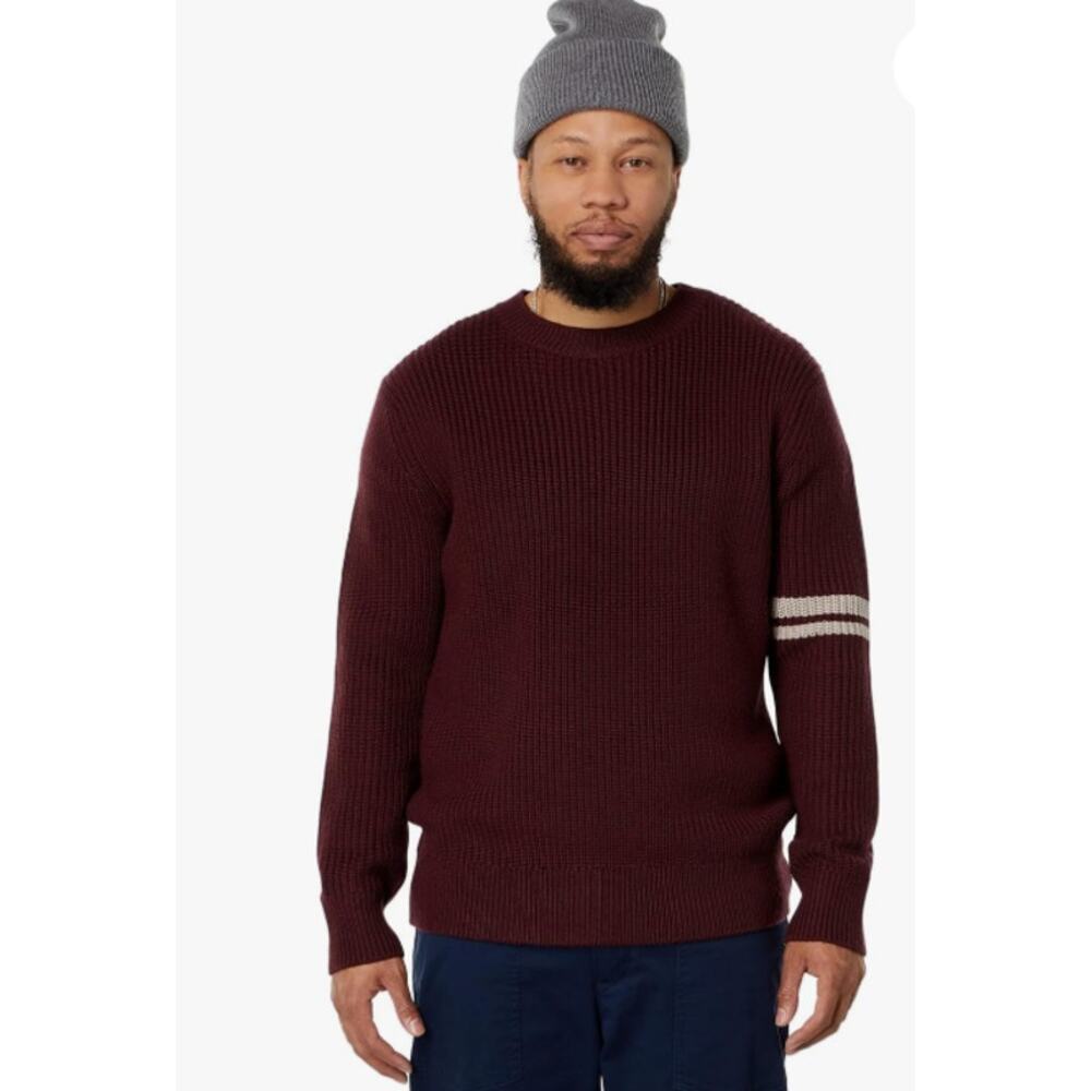 LABEL Men's Go-To Sweater XXL Burgundy Red Putty Knit Crewneck Long Sleeve NWT